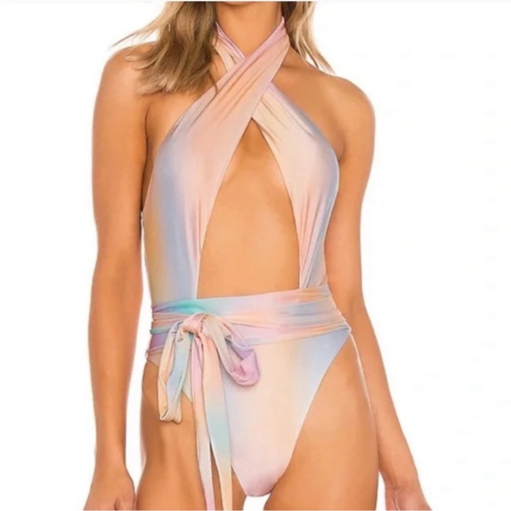 PQ Swim Alex One Piece Swimsuit in Golden Hour New With Tags Size Medium Wrap